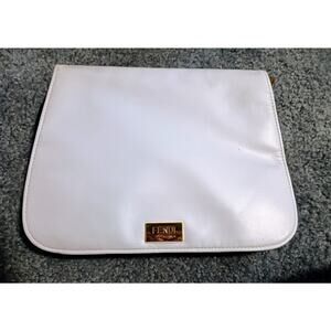 Fendi - Women's White/Black Envelope Flap Clutch Pouch